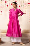 Buy_Marche_Pink Cape  Chanderi Round Paneled And Pant Set _at_Aza_Fashions