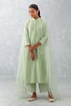 Buy_Devnaagri_Green Cotton, Organza, Embroidery, Cut Thread Pintucked Kurta Set _at_Aza_Fashions