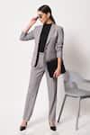 Buy_Soniya G_Grey Suiting Plain Notch Lapel Collar Blazer And Pant Set _at_Aza_Fashions