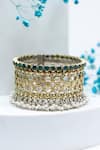 Buy_Sangeeta Boochra_Silver Plated Pearls, Stones Hena Paisley Embellished Bracelet _at_Aza_Fashions