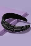 Buy_Hair Drama Co_Black Cutdana And Beads Geometric Headband _at_Aza_Fashions