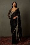 Buy_RI.Ritu Kumar_Black Silk Embroidery Zardozi And Mukaish Ananya Saree With Blouse _at_Aza_Fashions
