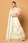 Buy_Two Sisters By Gyans_White Georgette Embroidery Sequin And Beads V Neck Garden Lehenga Set _at_Aza_Fashions