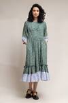 Buy_Doodlage_Green Gloria Upcycled Cotton Printed Dress_at_Aza_Fashions