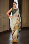 Buy_Shilpi Gupta_Green Blouse Dupion And Saree Crepe Print & With  _at_Aza_Fashions