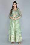 Buy_Kalakaari By Sagarika_Green Cotton Embroidery Shrug And Printed Skirt Set For Kids_at_Aza_Fashions