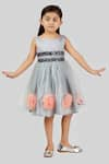 Buy_Pinkcow designs pvt ltd_Grey Net Embroidery Pompom Sequin And Embellished Dress _at_Aza_Fashions