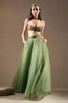 Buy_Nikita Mhaisalkar_Green Luxe Suiting Embellished Metallic And Sequin Work & Bralette _at_Aza_Fashions