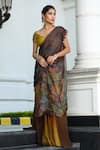 Buy_Shilpi Gupta_Yellow Blouse Viscose Dupion, Saree Pallu In Shimmer Pre-draped With_at_Aza_Fashions