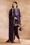 Buy_JAYANTI REDDY_Purple Silk Embroidery Zardozi Round Tunic Dhoti Pant Set _at_Aza_Fashions