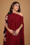 Buy Label Shristi Chetani Wine Crepe, Taffeta Embroidery Asymmetric One Shoulder Embellished Dress at Aza Fashions Buy_Label Shristi Chetani_Wine Crepe, Taffeta Embroidery Asymmetric One Shoulder Embellished Dress_at_Aza_Fashions