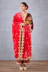 Buy_Torani_Pink Velvet And Crepe Print & Ruh Gulaabi Mushira Doshala  _at_Aza_Fashions