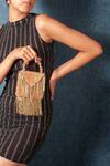 Buy_Forever Noor_Gold Embellished O Metallic Chain Tassel Handcrafted Bag _at_Aza_Fashions