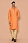 Buy_Aryavir Malhotra_Orange Cotton Embroidered Dori Kurta With Churidar Set _at_Aza_Fashions