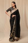 Buy_Masaba_Black Raw Silk Print Oasis And Embellished Border Saree _at_Aza_Fashions