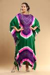 Buy_Etasha by Asha Jain_Multi Color Gajji Silk Bandhani Round Pattern Kaftan _at_Aza_Fashions