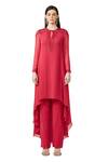 Buy Rohit Gandhi + Rahul Khanna Pink Silk, Georgette Embroidery Yoke Embellished Asymmetric Kurta And Pant Set at Aza Fashions Buy_Rohit Gandhi + Rahul Khanna_Pink Silk, Georgette Embroidery Yoke Embellished Asymmetric Kurta And Pant Set _at_Aza_Fashions