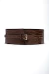 Buy_Trov_Brown Luca Croc Embossed Leather Belt _at_Aza_Fashions