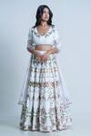 Buy_Nautanky_White Blouse And Lehenga Raw Silk Dupatta Net Print & Embroidery Floral & Set _at_Aza_Fashions