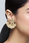 Shop_Just Shradhas_Gold Plated Pearls, Diamonds Kundan Stud Earrings _Online_at_Aza_Fashions