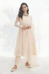 Buy_Mulmul_Beige 100% Pure Mulmul Embroidered Floral Raia Anarkali Pant Set _at_Aza_Fashions