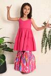 Buy_THE COTTON STAPLE_Pink Cotton Pom-poms, Tassels Rosette Tiered Kurta With Sharara _at_Aza_Fashions