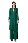 Buy Rohit Gandhi + Rahul Khanna Green Silk, Georgette Sequins, Beads Embellished Kurta And Flared Pant Set at Aza Fashions Buy_Rohit Gandhi + Rahul Khanna_Green Silk, Georgette Sequins, Beads Embellished Kurta And Flared Pant Set _at_Aza_Fashions