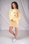 Buy_Seesa_Cream Organza Silk Embroidery Sunflower Round Sweatshirt Dress _at_Aza_Fashions