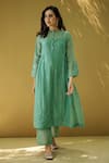 Buy_NAAZ BY NOOR_Green Cotton Heart Round Neck Kurta And Pant Set _at_Aza_Fashions