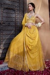 Buy_Kritika Dawar_Yellow Lehenga Chikankari Georgette Embroidery Mukaish Paisley Bridal Set _at_Aza_Fashions