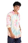 Buy_Theorem_Multi Color Cotton Tie Dye Happy Spiral Shirt  _at_Aza_Fashions