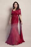 Buy_Ritika Mirchandani_Red Crepe Silk And Net Embroidery Bead Lehenga Saree With Blouse For Women_at_Aza_Fashions