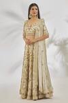 Buy_Vandana Sethi_Ivory , Organza Zari, Zardozi Paisley Embroidered Bridal Lehenga Set _Online_at_Aza_Fashions
