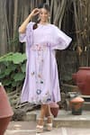 Buy_Desert Shine by Sulochana Jangir_Purple Deer And Duck Embroidered Chanderi Kaftan _at_Aza_Fashions