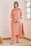 Buy_Vaayu_Pink Cotton Muslin Printed Floral Flower Kurta Set  _at_Aza_Fashions