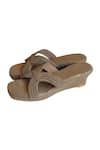 Buy_Cinderella By Heena Yusuf_Brown Braided Strap Wedges _at_Aza_Fashions