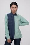 Buy_Shruti S_Green And Denim Shirt_at_Aza_Fashions