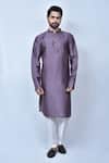 Buy_Arihant Rai Sinha_Purple Silk Straight Kurta Pant Set _at_Aza_Fashions