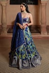 Buy Ruhr India Blue Organza, Silk, Lining Cotton Floral Print, Lehenga Set at Aza Fashions Buy_Ruhr India_Blue Organza, Silk, Lining Cotton Floral Print, Lehenga Set _at_Aza_Fashions