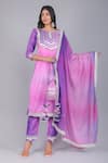 Buy_POMCHA JAIPUR_Purple Kurta And Pant Muslin & Dupatta Chiffon Embroidery Orchid Straight Set _at_Aza_Fashions