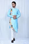 Buy_Nazaakat by Samara Singh_Blue Art Silk Floral Print Panelled Kurta Pant Set_at_Aza_Fashions