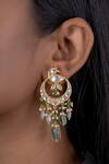 Shop_Osvag India_Gold Plated Diamonds, Beads Bird Shaped Earrings _at_Aza_Fashions