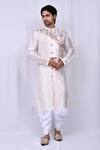Buy_Nazaakat by Samara Singh_Cream Art Silk Floral Print Kurta And Cowl Pant Set_at_Aza_Fashions
