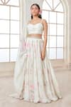 Buy_LASHKARAA_White Georgette Printed Floral Sweetheart Blossom Lehenga Set _at_Aza_Fashions