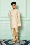 Buy_Petite Pomme_Cream Silk Embroidery Paisley Patterned Kurta _at_Aza_Fashions