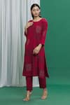 Buy_Banana Labs_Red Cotton Round Neck Abstract Print Kurta And Pant Set _at_Aza_Fashions