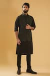 Buy_Raghavendra Rathore Blue_Black Bundi - Jacquard Textured And Kurta Set _at_Aza_Fashions