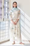 Buy_Vaayu_Ivory Cotton Muslin Printed And Embroidered Thread Applique Kurta Set  _at_Aza_Fashions