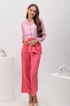 Buy_Dawn And Dusk_Pink Satin Collared Neck Mist Dual Tone Shirt And Pant Set _at_Aza_Fashions