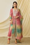 Buy_Prisha_Multi Color Silk Printed And Hand Embroidered Floral Anarkali Set _at_Aza_Fashions